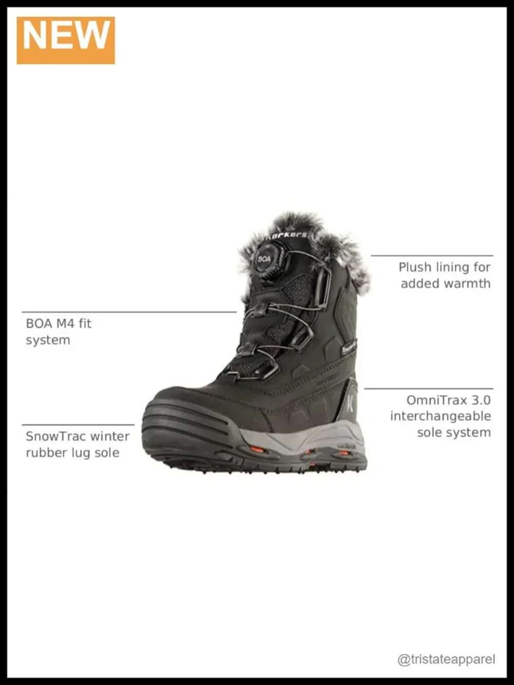 Waterproof Insulated Snow Boots Mid-Calf Winter Lace Up with Interchangeable